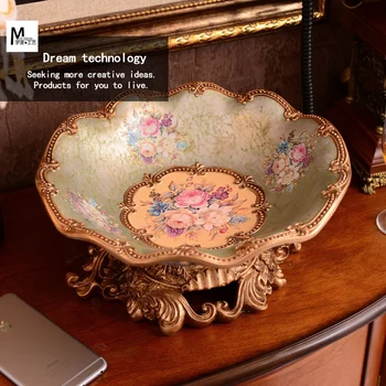 

European fruit dish large resin high fruit dry fruit tea pot living room decorations special decoration