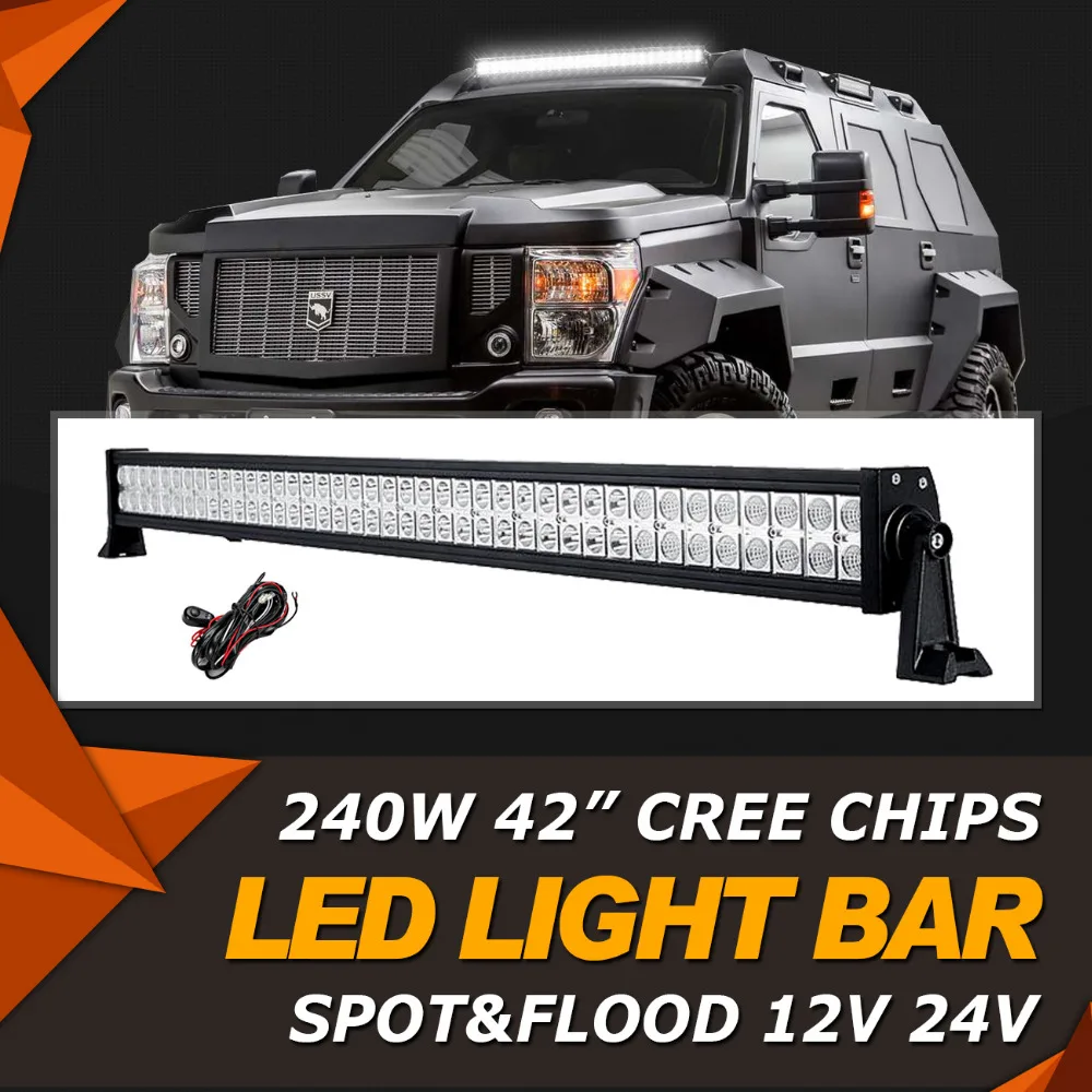 Oslamp 240W 42 inch CREE Chips LED Light Bar Offroad Beam Combo Led Work Light Bar 12v 24v Truck ATV SUV 4WD 4x4 Driving Lamp oslamp 32 300w cree chips led work light bar offroad led bar lights combo beam led driving lamp for truck suv 4x4 4wd 12v 24v