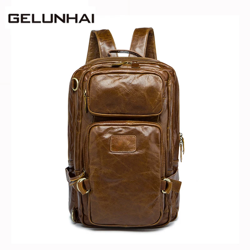 

Mochila Escolar Real 2019 Genuine Leather Men Bag Large Travel Backpacks High Quality Multifunctional Man Backpack Laptop Male