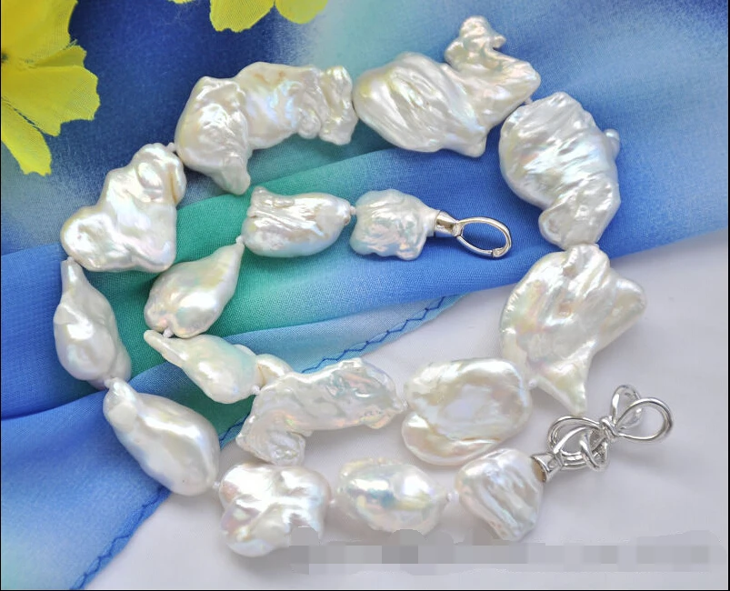 

~~ BJC 00056 white baroque KESHI REBORN PEARL NECKLACE Discount AAA