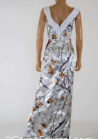 free shipping true timber snowfall white camo formal long slit evening gown dresses 2017 new styles size 0 custom make