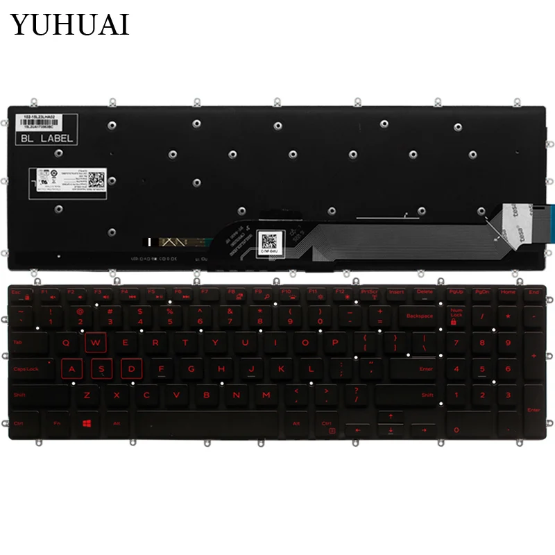 

New US laptop keyboard for Dell PK131QP1B00 NSK-EC1BC 01 03R0JR keyboard layout Red Backlit