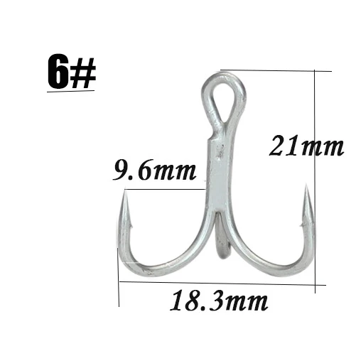 10 шт. рыболовный крючок Высокоуглеродистая сталь тройные Крючки супер острые рыболовные Крючки рыболовные снасти 8#-3/0 - Цвет: 6