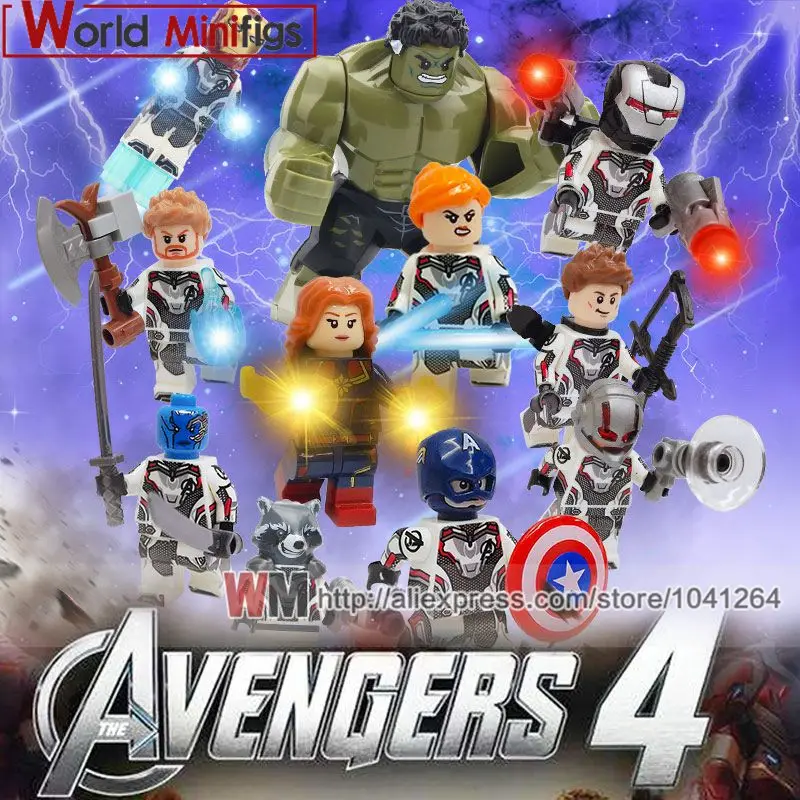 

Avengers 4 Endgame Single Thanos Thor War Machine Raccoon Hawkeye Black Widow MK1 MK50 MK5 Building Blocks Gifts Toys