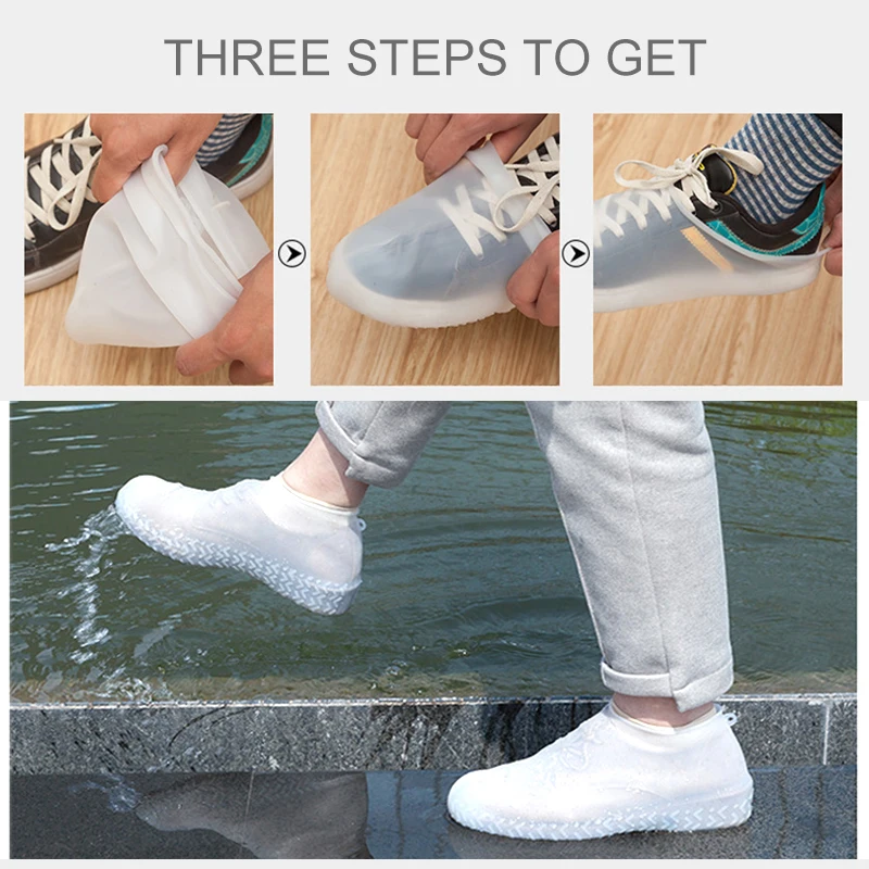 1 пара многоразовых латексных водонепроницаемых дождевых подушек для обуви, Нескользящие резиновые дождевые сапоги, бахилы S/M/L, аксессуары для обуви