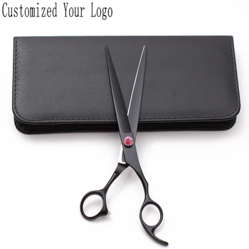 

8" 22.5cm 440C Black Customized Logo Cutting Shears Regular Scissors Pets Scissors Grooming-for-dog Animal Shears Add Bag C9102