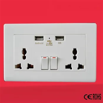 

110set/lot * Universal 110-250V 5V 1A Double USB Ports Wall Socket 146*86 Universal Wall Socket Wall USB Charger any country