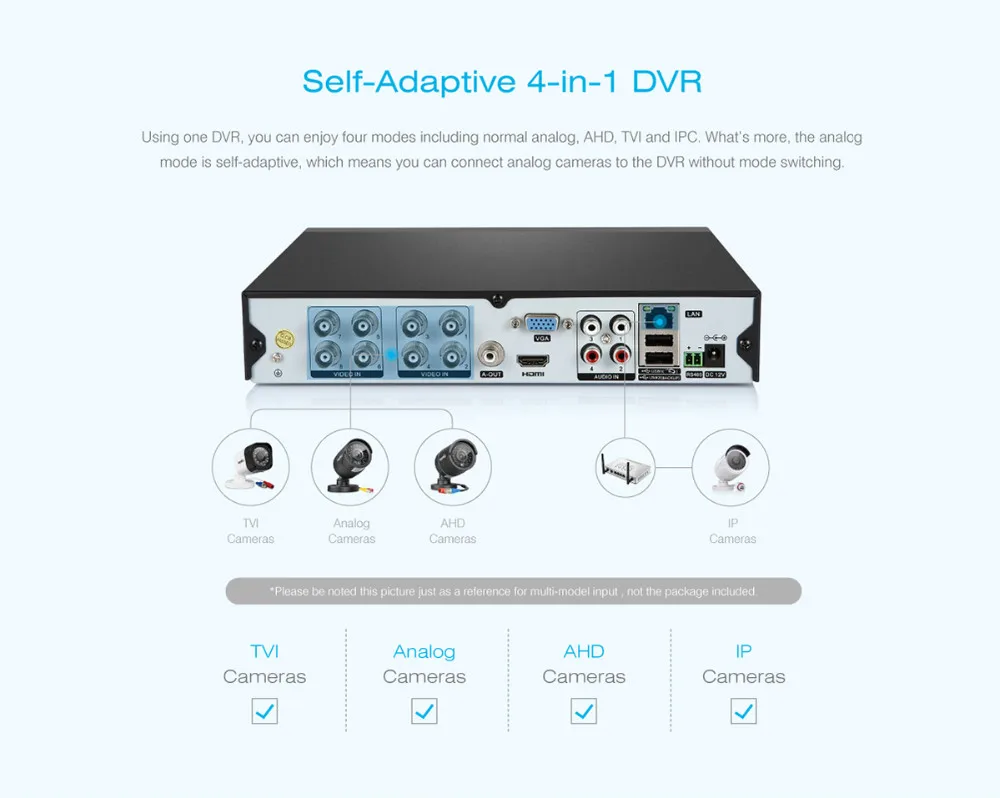 SANNCE 8CH AHD 5 в 1 система безопасности DVR HDMI 1280*720 1200TVL AHD Всепогодная камера наружного видеонаблюдения 1.0MP AHD комплект видеонаблюдения