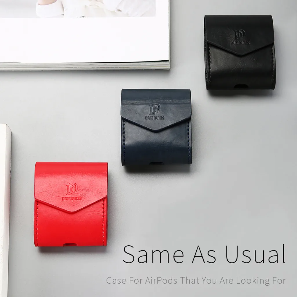 

Earphone Cover For Apple Air-Pods 1/2 Leather Earphones Charger Case Cover Protective Cover Skin L709
