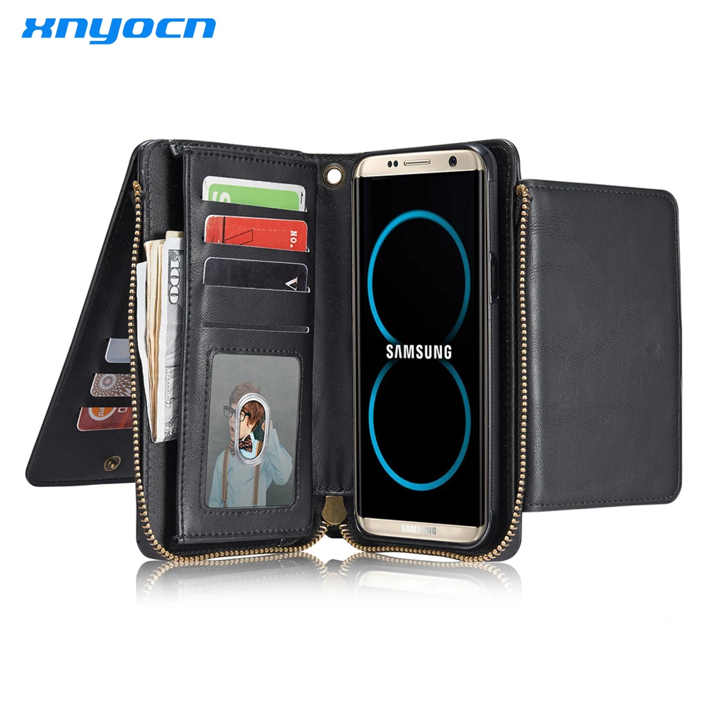  Xnyocn Retro Leather Wallet Case For Samsung Galaxy S5 S6 Edge S8 Plus S7 Edge Note 5 iPhone 6 6s 7