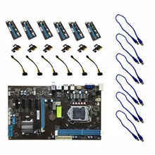H81 6 GPU Mining Motherboard with 6Pcs PCI-E Extender Riser Card Support DDR3 USB Computer Mainboard For BTC Eth Rig Ethereum