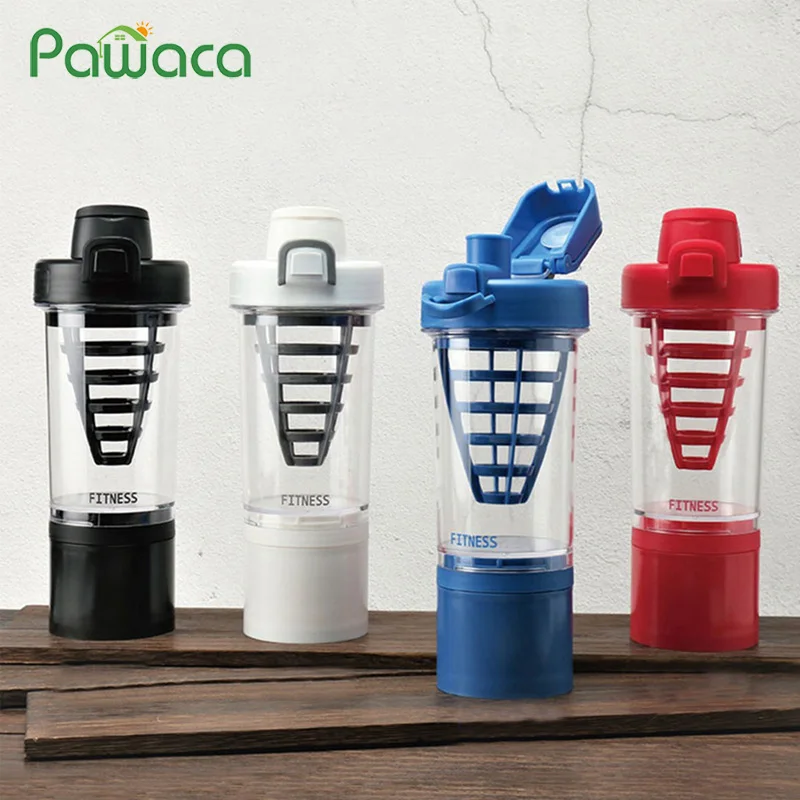 

500ml Protein Shaker Bottle BPA-Free Leak Proof Shaker Cups Mug Bottle For Protein Mixes with Twist And Lock Protein Box Storage