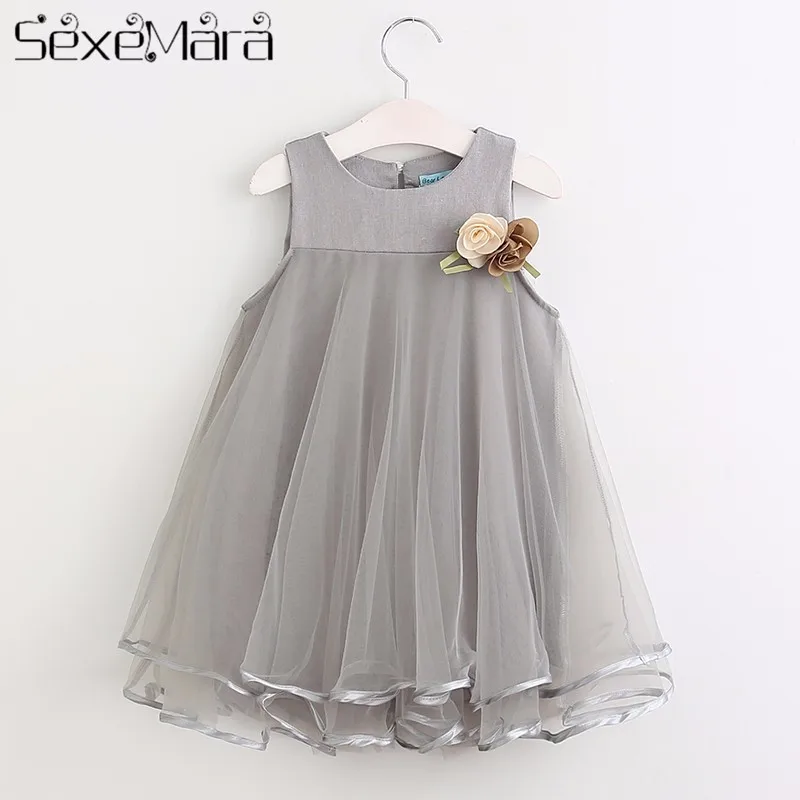 

Girls Lace Dress 2018 Summer Flore Children Clothes Dress Sleeveless Kids Mesh Princess Dress Cute Girls Clothing Dress
