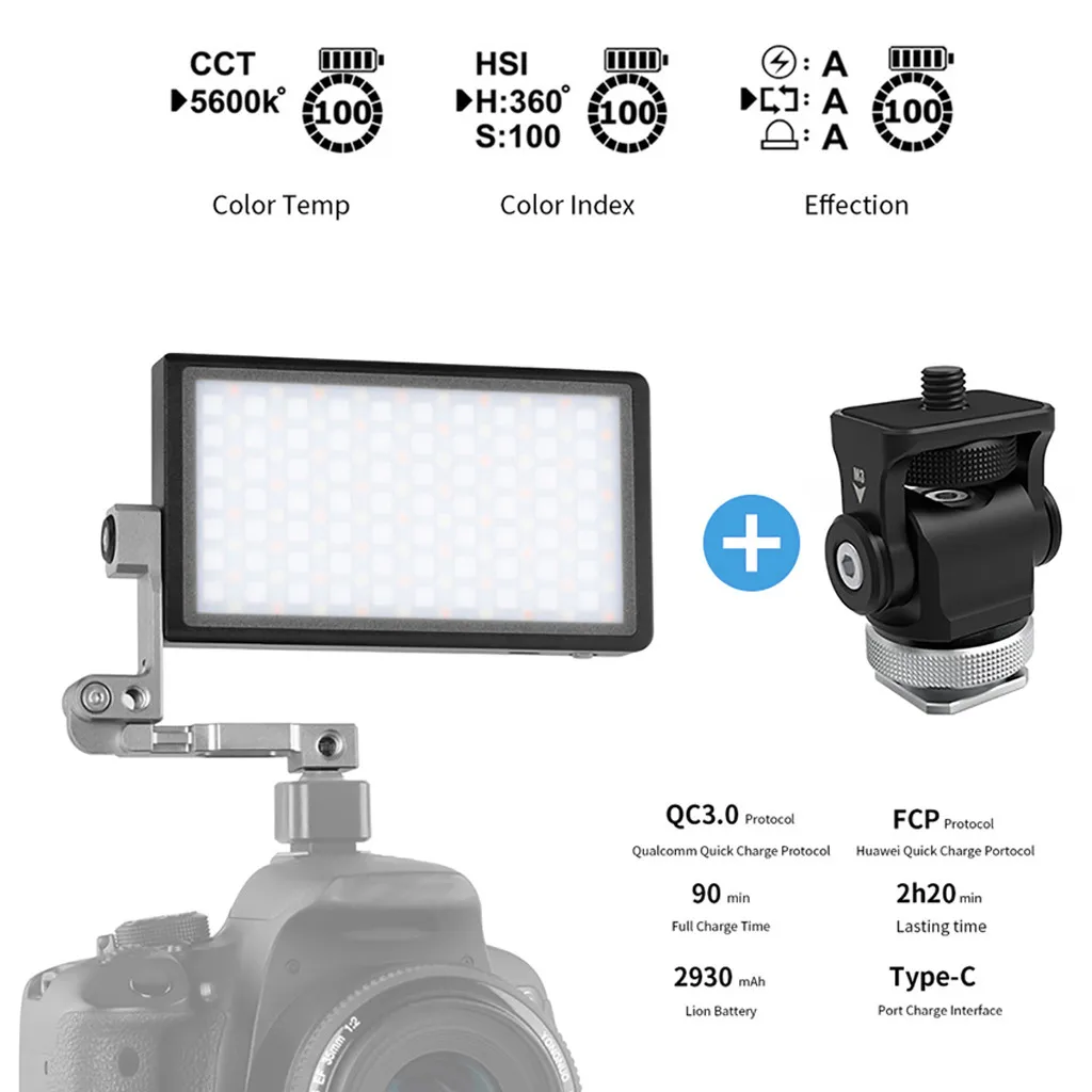 

ANDYCINE LED Video Lighting Dimmable Color Studio Vlog Photography Lighting With+Hot Shoes Fitting 19Apr11