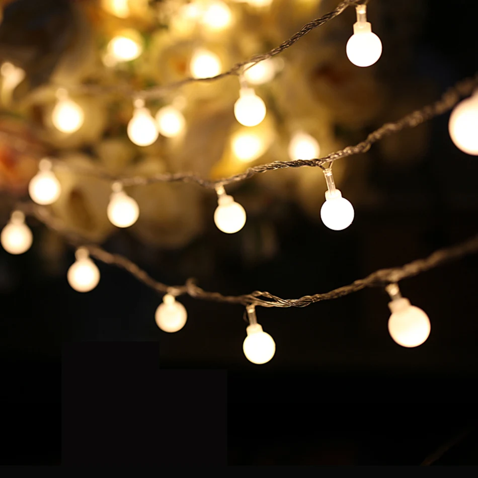 

lovely round white ball DIY led string light 5M 40 leds,Powered by battery,portable ligth string party supplies,Room decoration