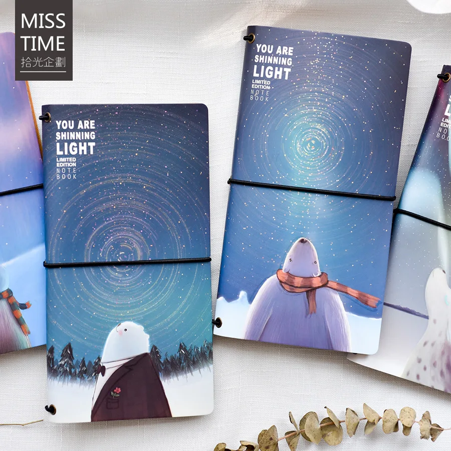 

Cute Cartoon Planner Notepad Night Sky Travel Diary Light Glowing Journal Notebook Pocket Book School Office Supplies Gifts