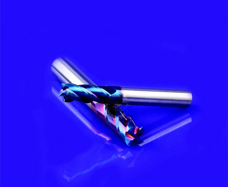 Карбид вольфрама HRC 65 градусов 4 флейты нано синее покрытие Концевая фреза хвостовик 4 6 8 10 мм затвердевает для алюминиевого сплава фреза