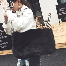 Зимняя Роскошная большая женская сумка из искусственного меха, высокая мода, натуральные мягкие сумки с замком для волос, известный испанский бренд, дизайнерские ручные сумки