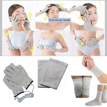 

2Pcs/Pair New electrode fiber conductive massage acupuncture physiotherapy pulse Gloves wristband elbowpad sock kneepad massager