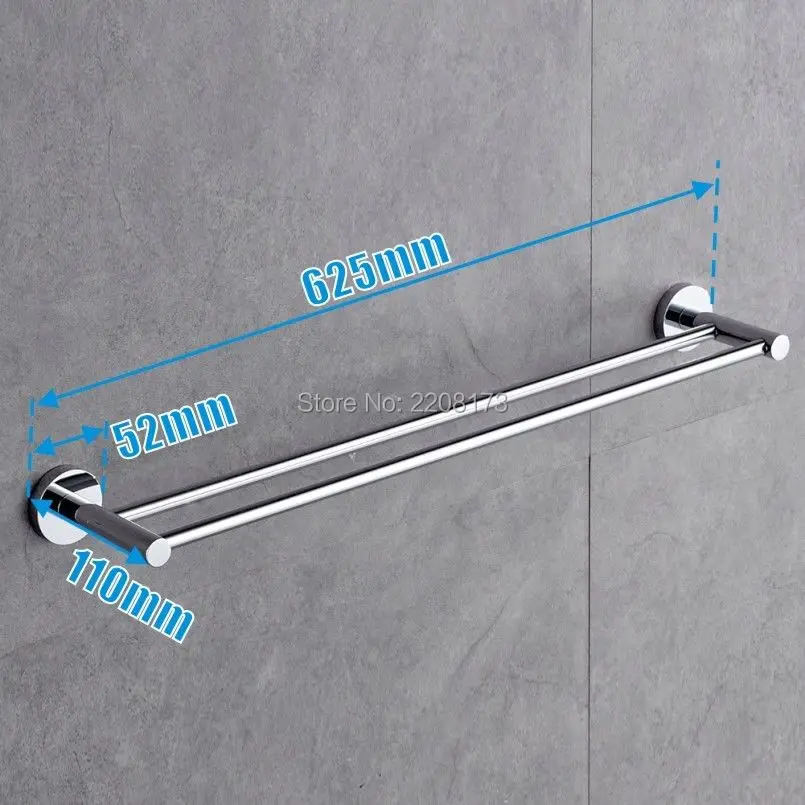 Аксессуары для ванной комнаты, твердый латунный хромированный двойной настенный держатель для полотенец для ванной комнаты, Полка для полотенец, вешалка для полотенец