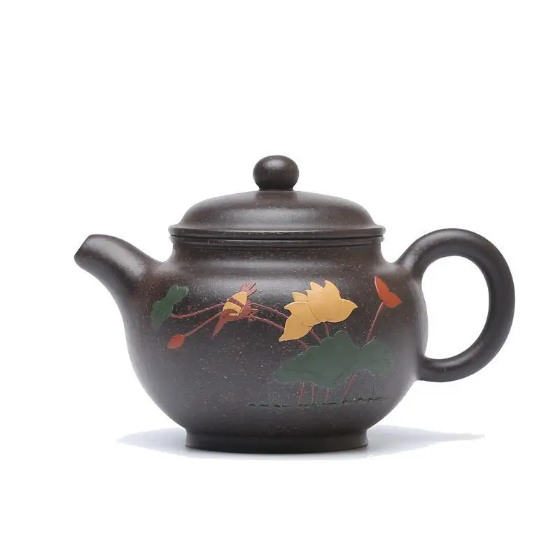 

Teapot Purple Clay Tea Set Teapots Hand Made Pot Painted Mud Duo Zhi 220ml Chinese Zisha Gongfu