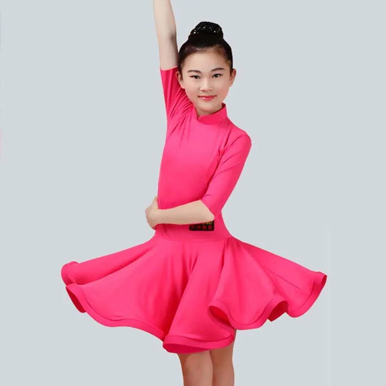 Платье для латиноамериканских танцев для девочек, 5 цветов, красный, зеленый, синий, для детей, для фитнеса, для детей, Самба, Чача Румба, юбки для танцев для девочек, 2034
