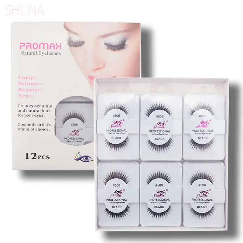 

SHILINA False Eyelashes 12 Pairs Handmade Fake Lashes Soft Natural Long Eye Lashes Extension Professional Makeup 506