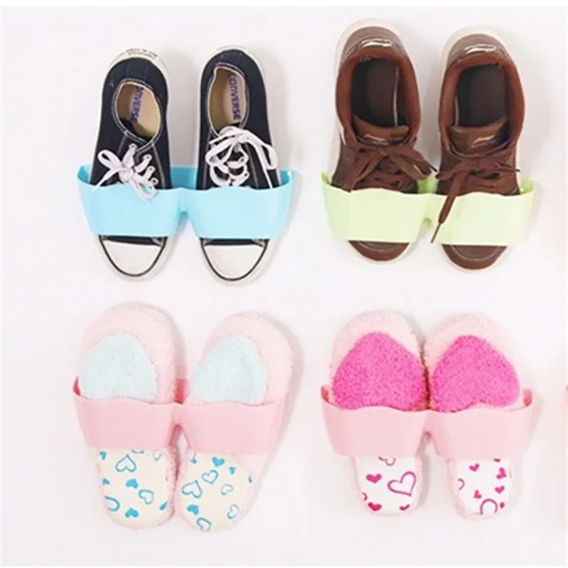 أزياء ثلاثي الأبعاد الجدار علقت حذاء رف رف التخزين كاندي اللون لصق أثاث المكاتب المنزلية diy الحمام