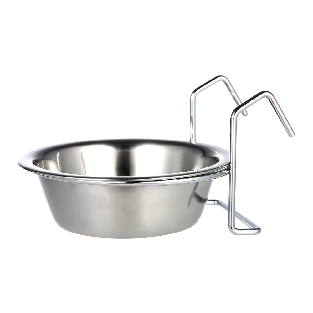 Practical Stainless Steel Hanging Pet Dog Cat Cage Bowl Kennel Coop Cup