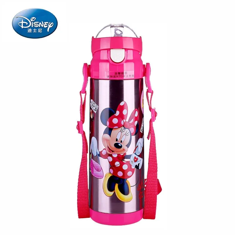 500ml Disney Baby Cup Water Drinking Bottle Micky Minnie Thermos Flask Portable Child Feeding Cup Baby Travel School Using