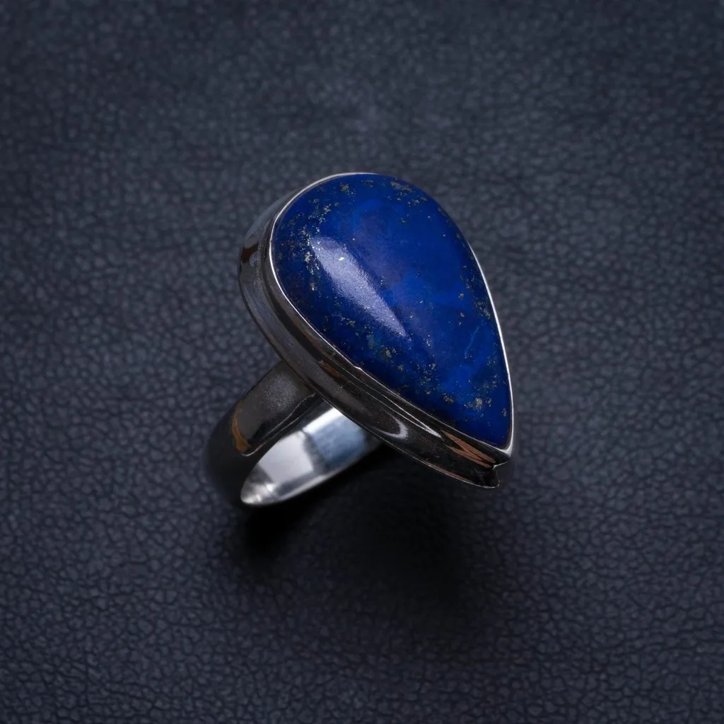 

Natural Lapis Lazuli Handmade Unique 925 Sterling Silver Ring, US size 6 X3118