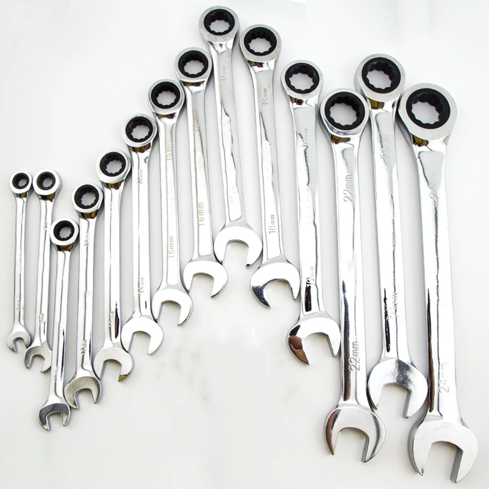 Anel-Da-Engrenagem-De-Dente-Torque-Ratchet-Combina-o-Wrench-Metric-Set-Fino-e-Chave-de