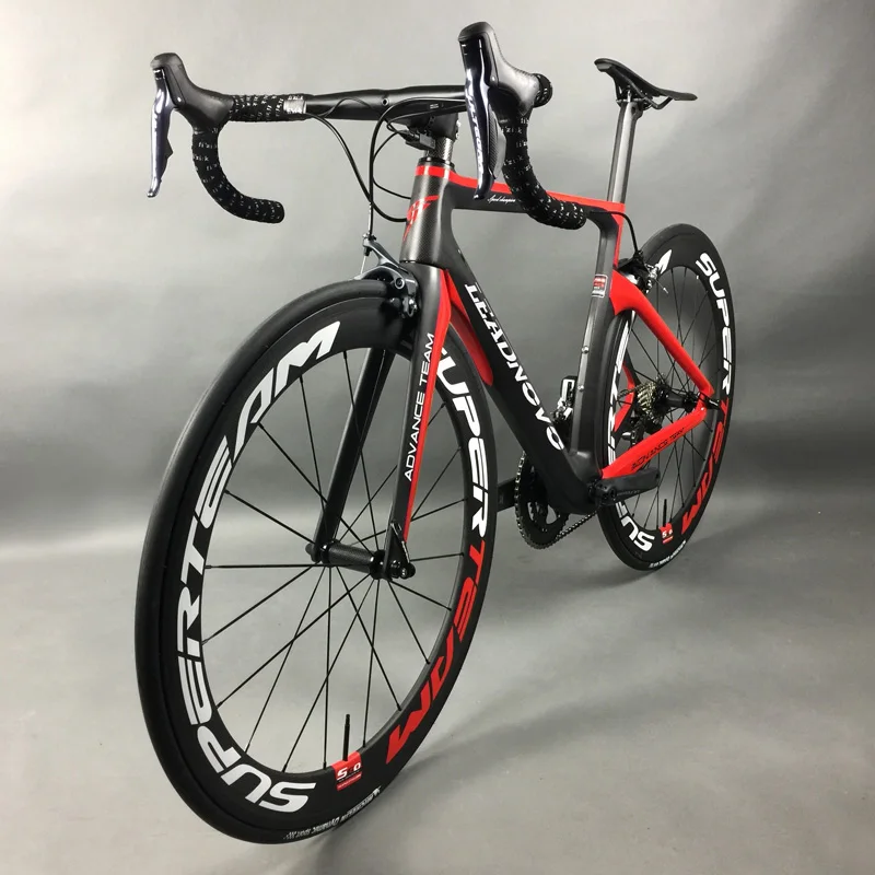 Perfect Complete Full Carbon Fiber Road Bike Racing Cycling Leadnovo Black-Red-White with 9/10/11 speed 4