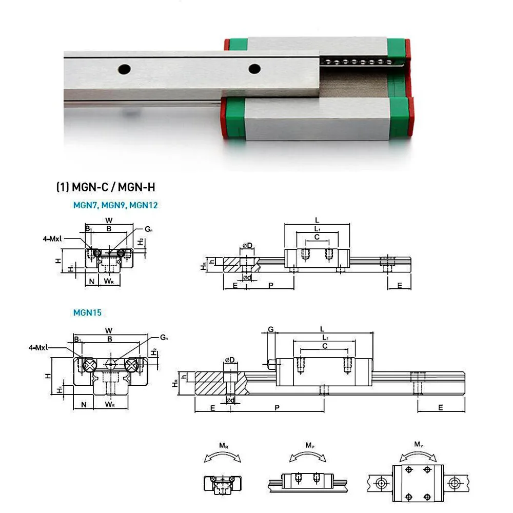 1 шт. MGN15 линейной направляющей Длина 150 250 350 450 550 650 750 мм с 1 шт. MGN15C или MGN15H линейный блок перевозки
