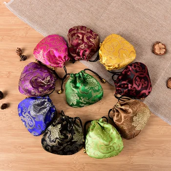 

10PCS Women Jewelry Storage Bag Chinese Silk Embroidery Packaging bags Jewelry Display Mini Coin Purses Drawstring Bags