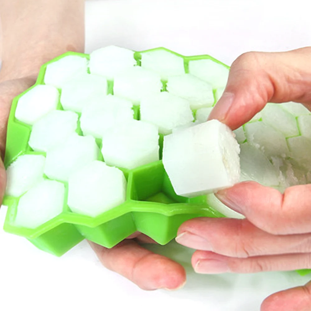 

Ice Cube Tray Ice Cream Tools For Whiskey Cocktail Cold Drink Silicone Ice Cube Maker Mold Honeycomb With Lids 37 Cubes