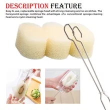 Чистящий инструмент губка щетка для бутылочного кормления из нержавеющей стали ручка щетка для чистки чашек Сменная Губка головка бутылка щетка