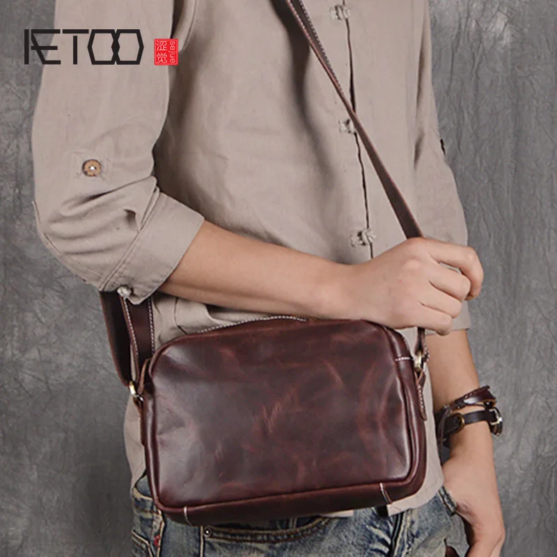 AETOO Handmade First Level Leather Shoulder Bag Men's Messenger Bag