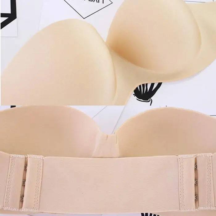 Women Strapless Bra Seamless Backless Soft Breathable 4 Rows 3 Hooks Brassiere GDD99