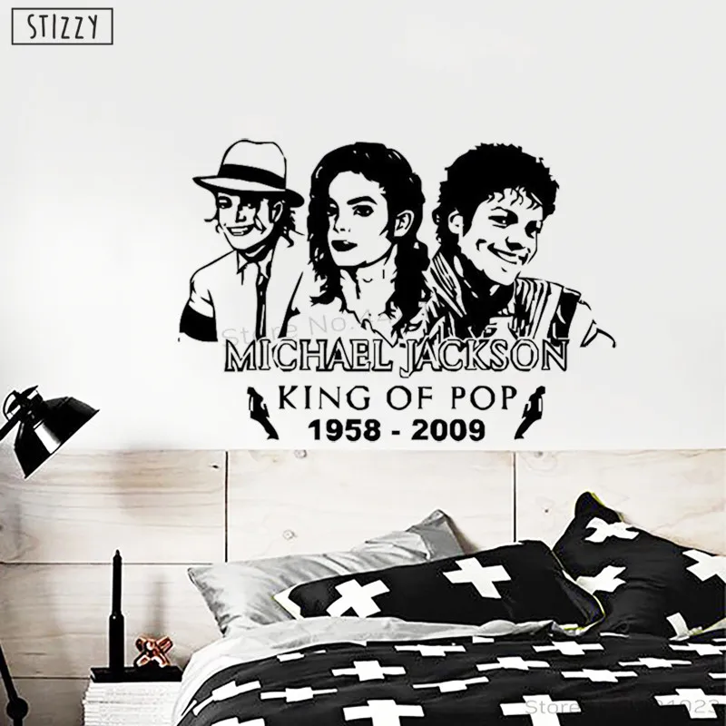 

STIZZY Wall Decal King Of Pop Music Vinyl Wall Stickers Michael Jackson Removable Modern Creative Bedroom Poster Fans Gift C197