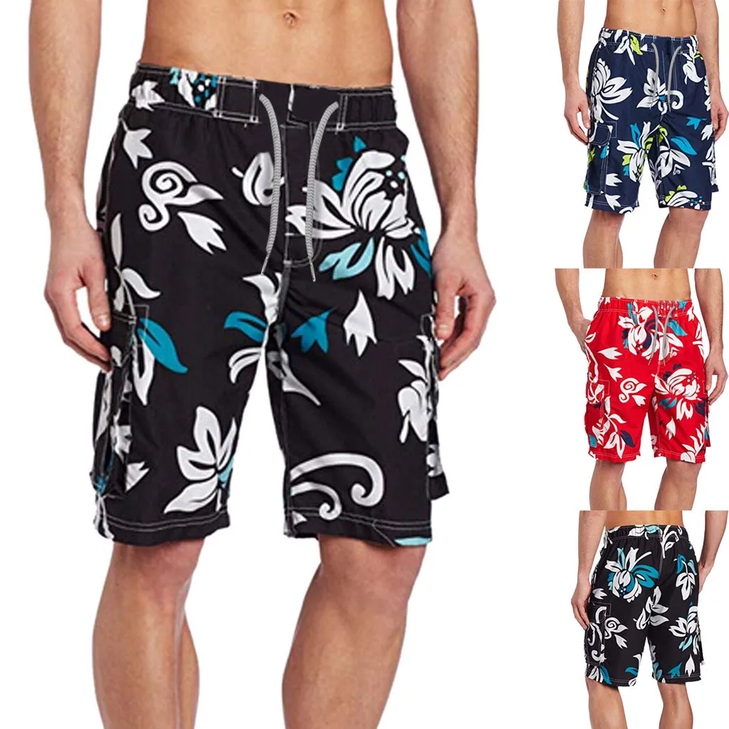 SAGACE Beach Shorts Men Quick Dry Men's Printed Beach Shorts Men Fashion Splice Printed Casual Men Trouser Shorts Beach Trunks