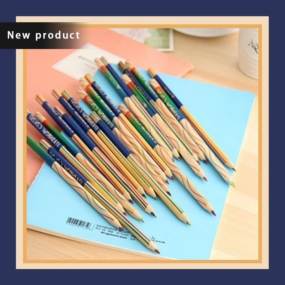 

Hot Sale Practical Colouring pencils 50/120 creative beautiful painted four-color core gift triangle core children color pencil