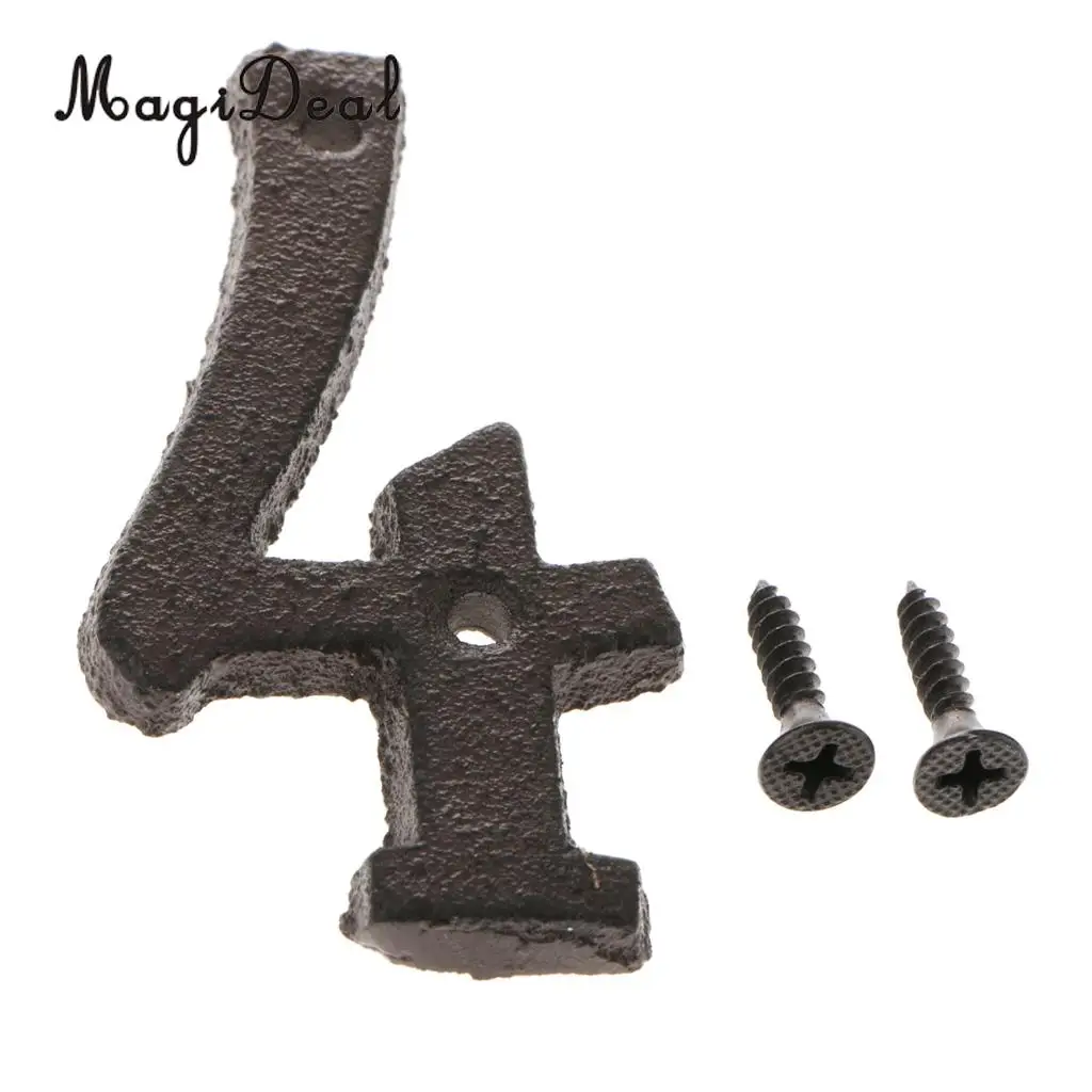 2pcs Cast Wrought Iron House Office Door Number Signs Plaque Country Style Digits Sticker Plaque with Screws 2 4