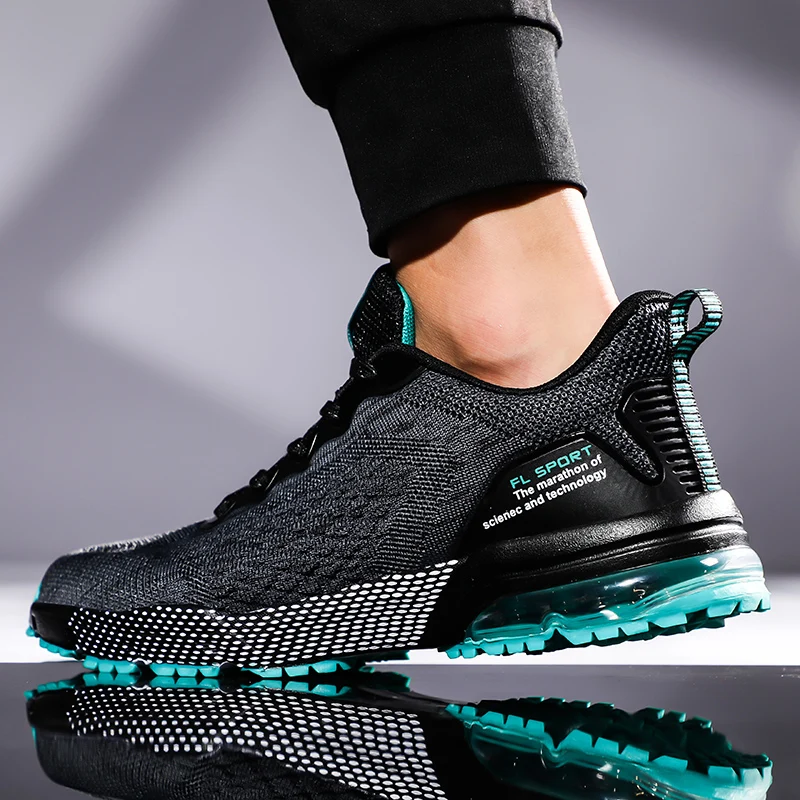 

2019 New Luxury Sports Footwear For Men Air Cushion Damping Man Shoes Black Dark Gray Athletic Mens Sneakers Brand Men Gym Shoes