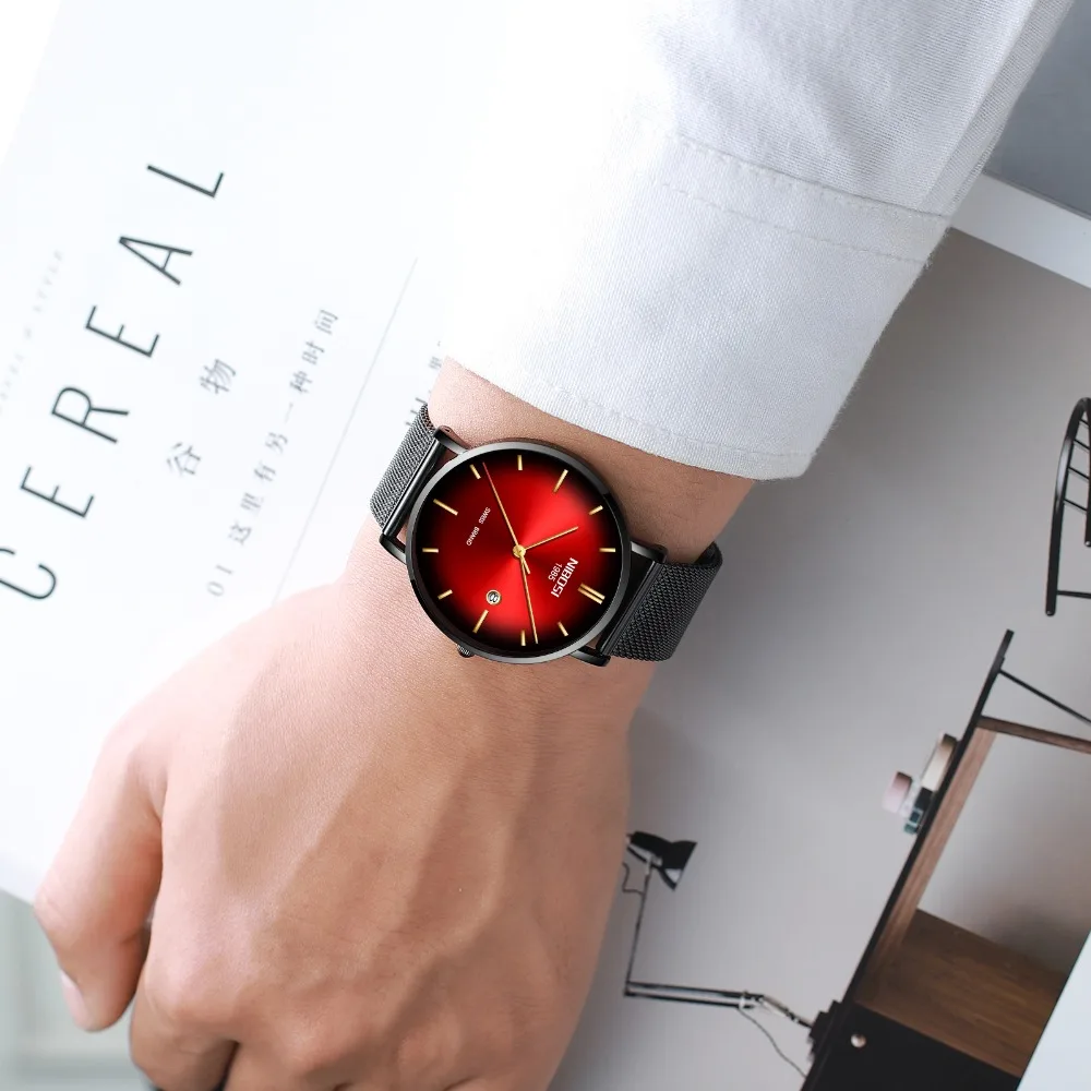50 шт./лот DHL NIBOSI 2362 мужские часы ультра тонкие простые Кварцевые спортивные часы с датой мужские наручные часы с хронографом