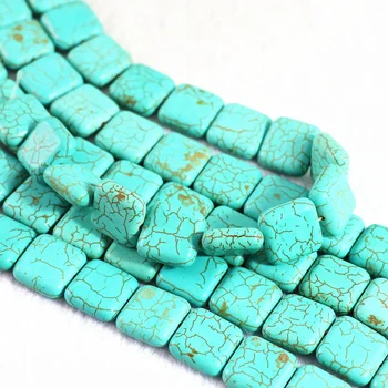 

7 style blue synthetic calaite stone square barrel bone abacus rectangle tube shape loose beads jewelry finding 15inch B269