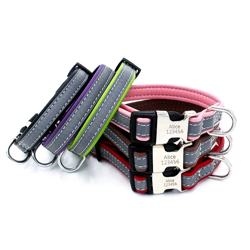 

Personalized Nylon Dog Collar Pet Dog Tag Collar Custom Puppy Cat Nameplate ID Collars Adjustable For Medium Large Dogs Engraved