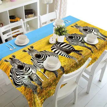 

3D Tablecloth Yellow lawn Zebra pattern rectangular Waterproof Table cloth wedding Round table cover Customized size Pillowcase