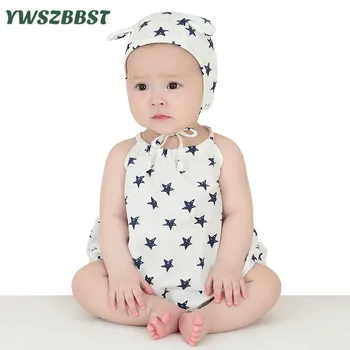 

Fashion Stars Baby Romper Baby Hat Clothes Set for Boys Girls Infant Baby Rompers+Caps 2pcs Child Outfits Sunsuit