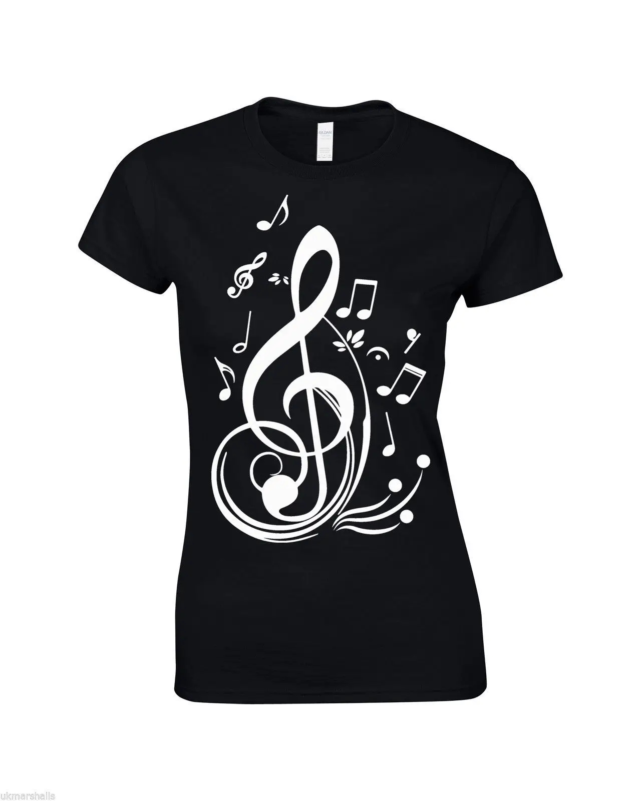 MUSIC NOTES Ladies Cap Sleeve Top/Band/Symbol/Cool Gift/Instruments/T